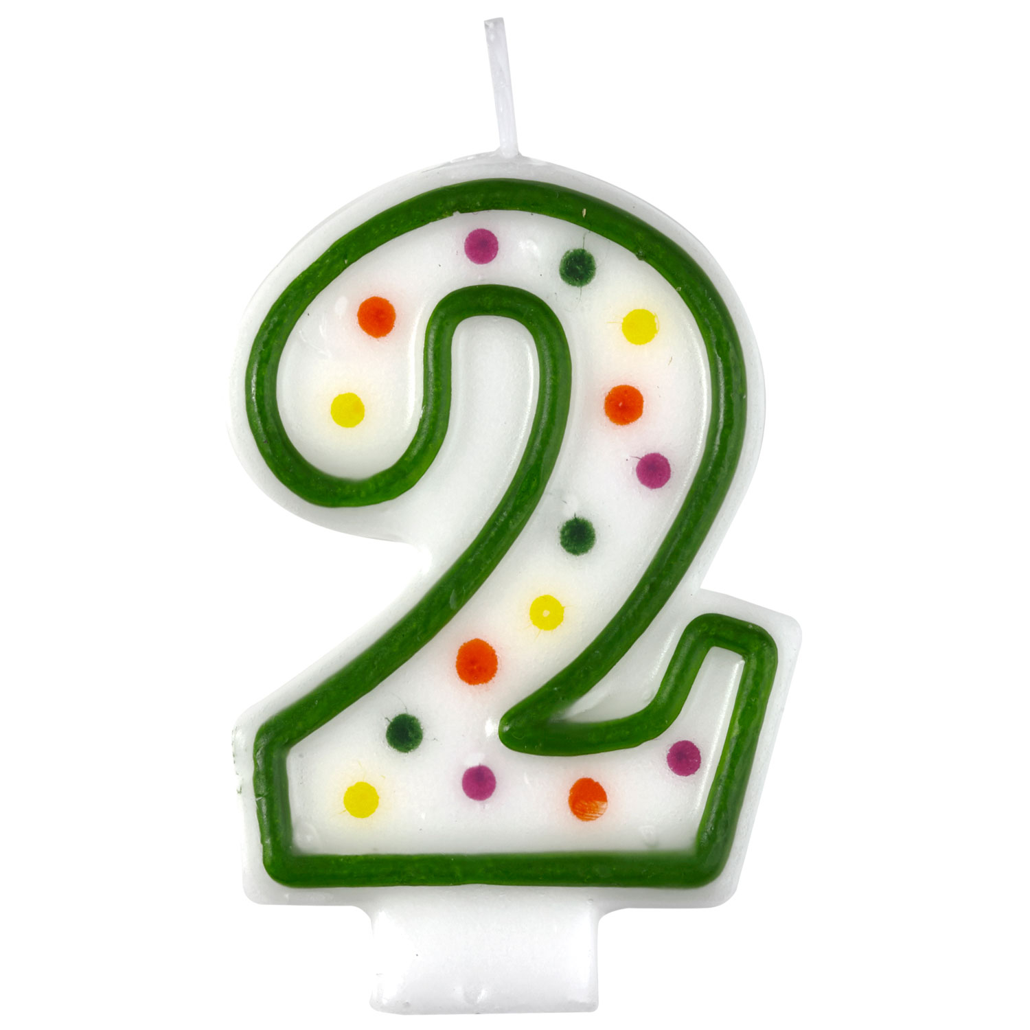 Polka Dot Birthday Candles Number 2 Green 7.5cm - 12 PC : Amscan