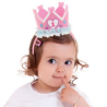 1st Birthday Pink Headband with Crown - 4 PC