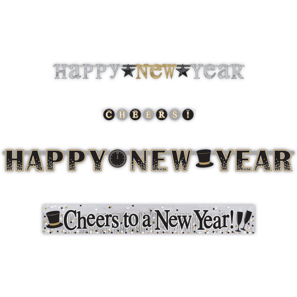 Happy New Year Letter Banner Multi Pack 6 PKG 4 Amscan Happy New Year Letter Banner Multi Pack 6 PKG 4 Amscan