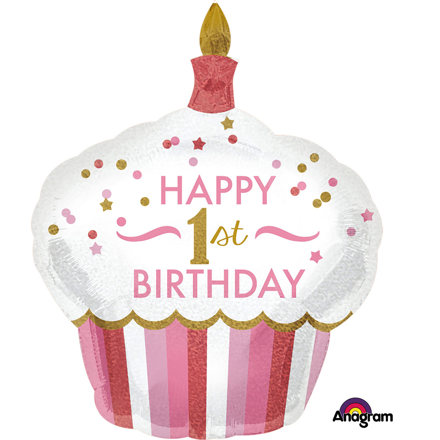 Happy 1st Birthday Cupcake Girl Supershape Foil Party Balloon Ebay