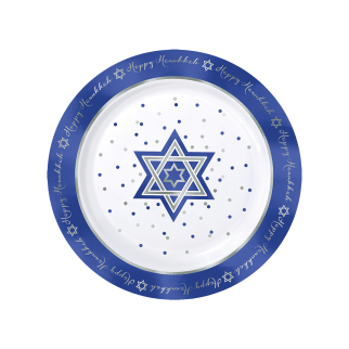 Happy Hanukkah Premium Plastic Plates 19cm - 6 PKG/20 : Amscan ... Happy Hanukkah Premium Plastic Plates 19cm - 6 PKG/20 : Amscan ...