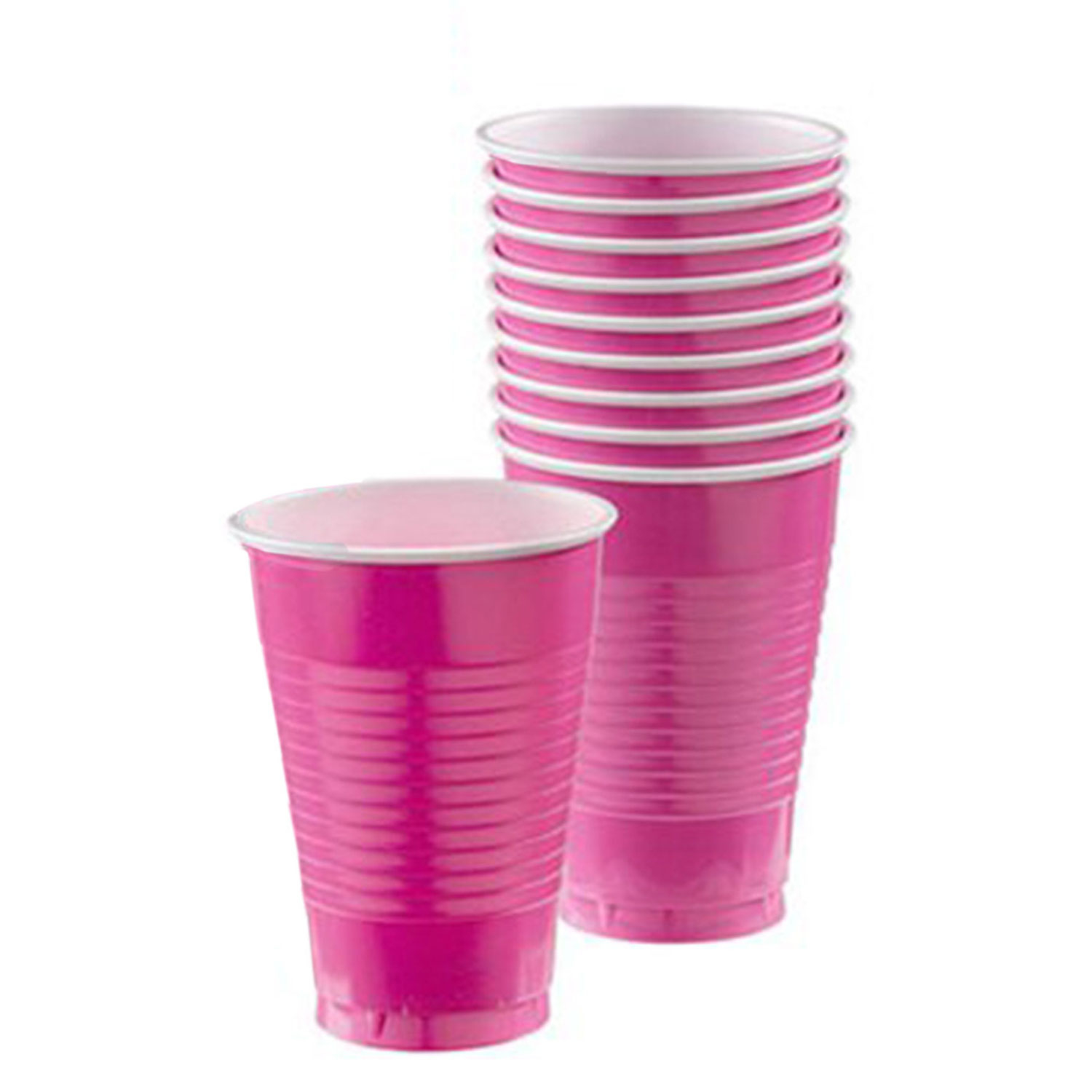 pink plastic cups