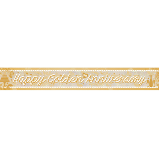 Happy Golden Anniversary Holographic Foil Banner 2.7m