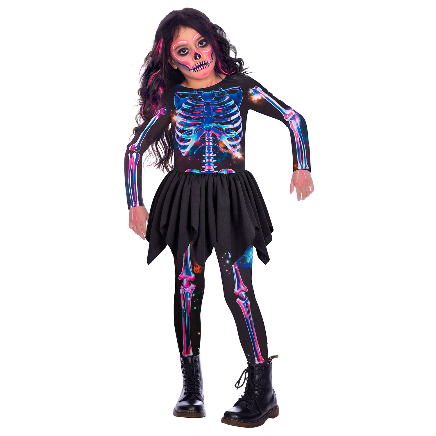 amscan Girls Skeleton Reaper Halloween Fancy Dress Costume