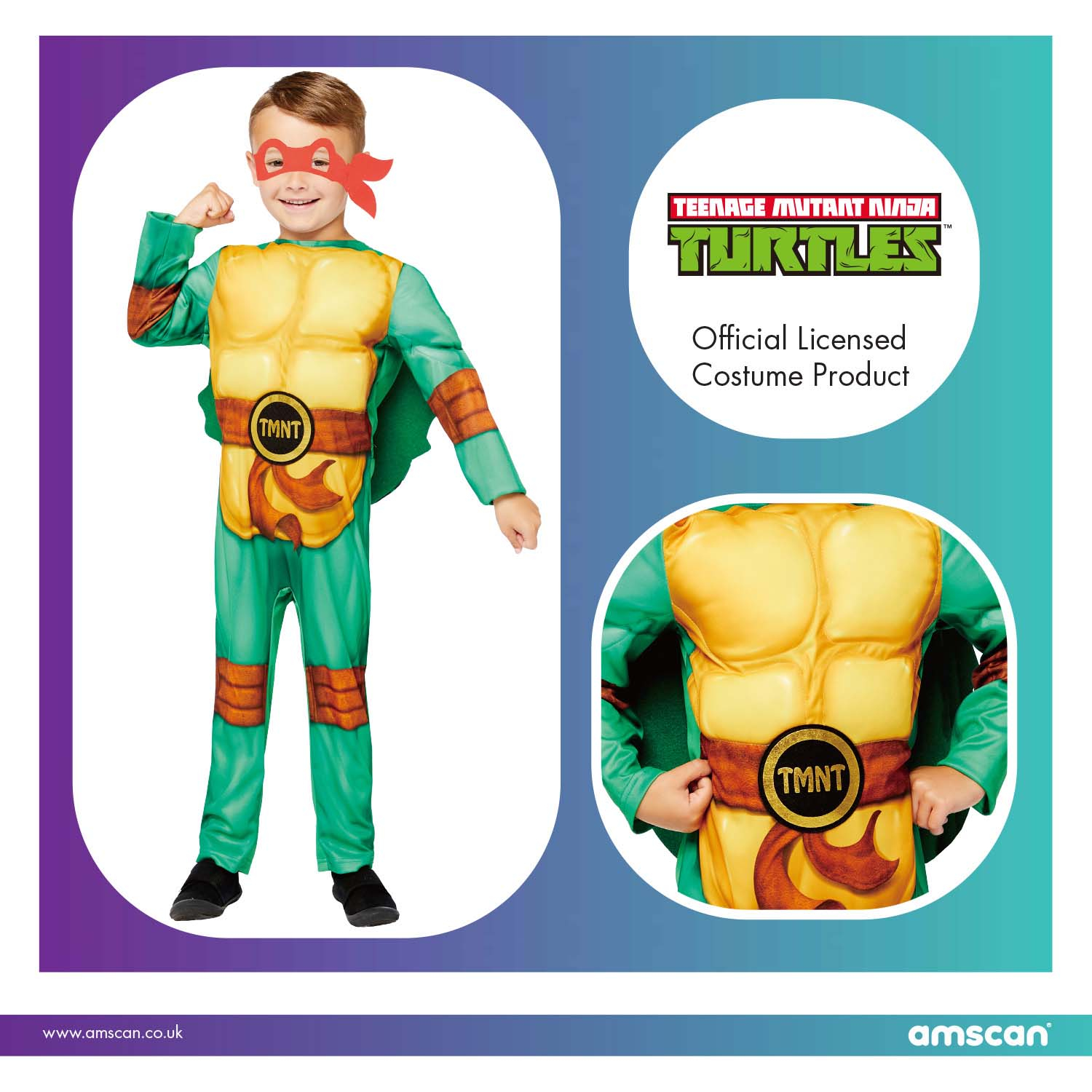 Amscan Bambini TEENAGE MUTANT HERO TURTLES Costume Ragazzi Costume Età 6-8 anni 