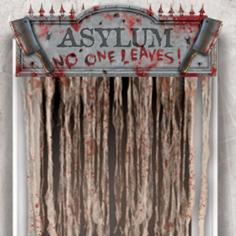 Asylum Bloody Door Curtains 1.4m x 96cm - 6 PC Asylum Bloody Door Curtains 1.4m x 96cm - 6 PC