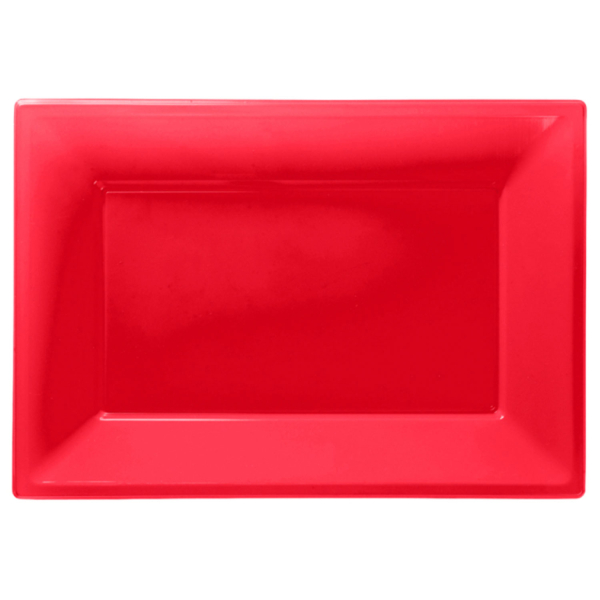 Apple Red Plastic Serving Platters - 6 PKG/3 : Amscan International Apple Red Plastic Serving Platters - 6 PKG/3 : Amscan International