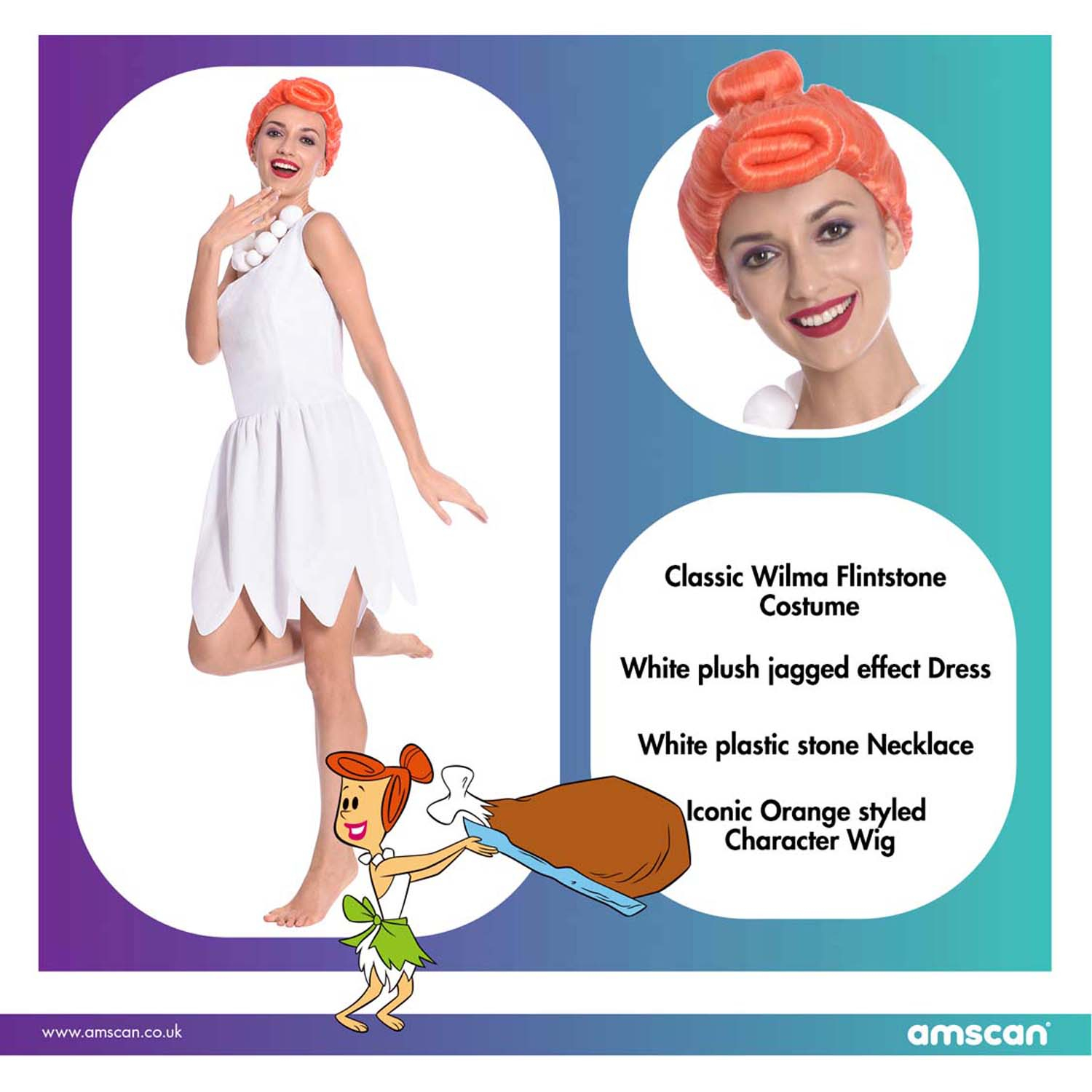 Amscan Wilma Flintstone film Donna Costume Taglia 16-18 