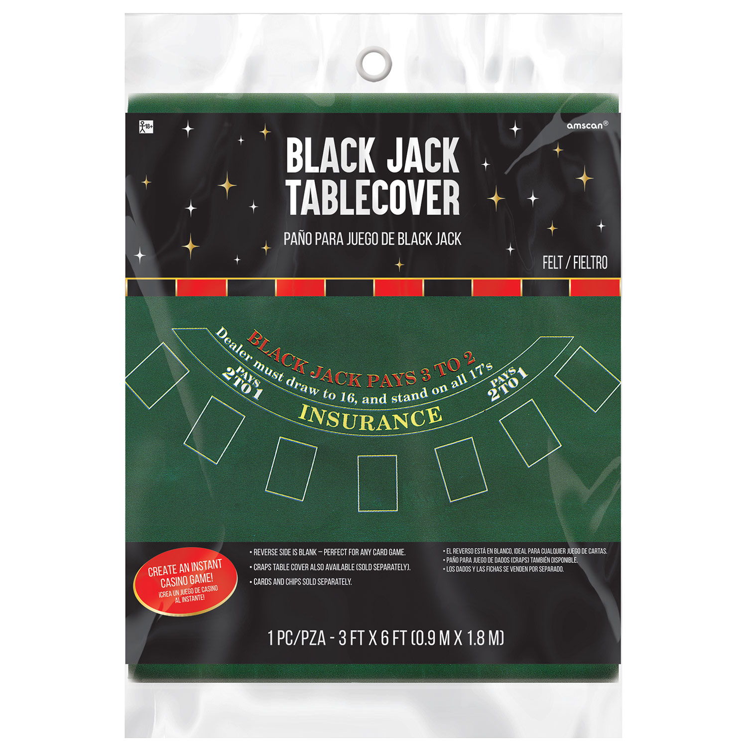 Amscan Casino Felt Game Blackjack Table Covers 