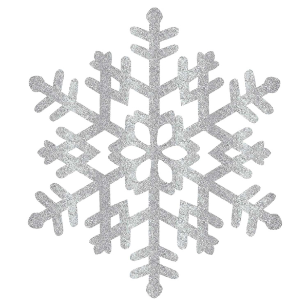 6 X Large Silver Glitter Snowflake Christmas Decorations 37 Chic X