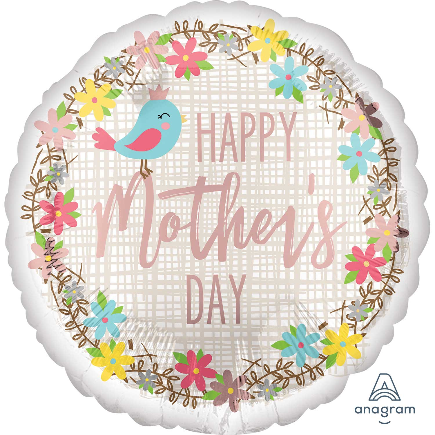 18/" FOIL BALLOON HAPPY MOTHERS DAY WITH COIL HEART WEIGHT OVERALL HEIGHT 26/"