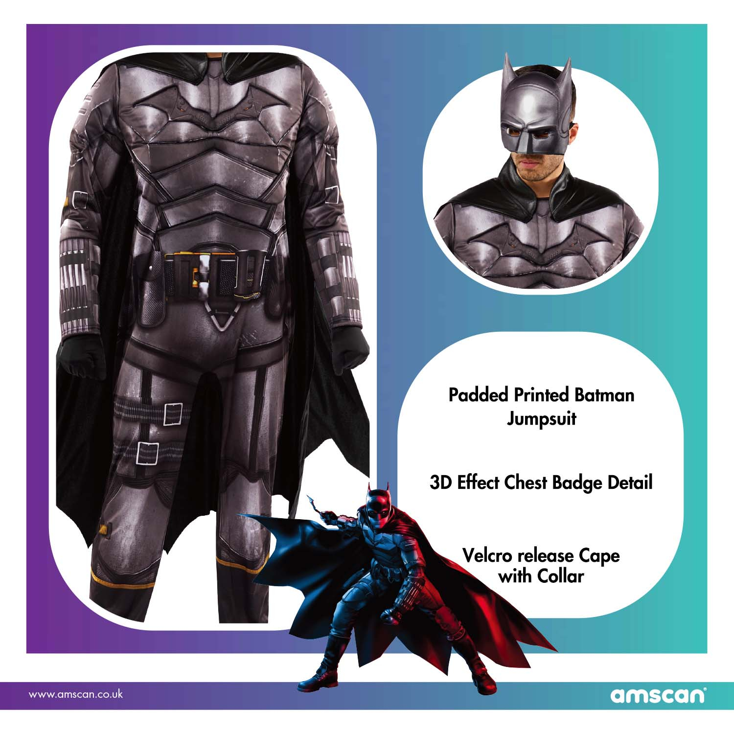 Amscan 9913374 da uomo Officially Licensed il film Batman Costume 