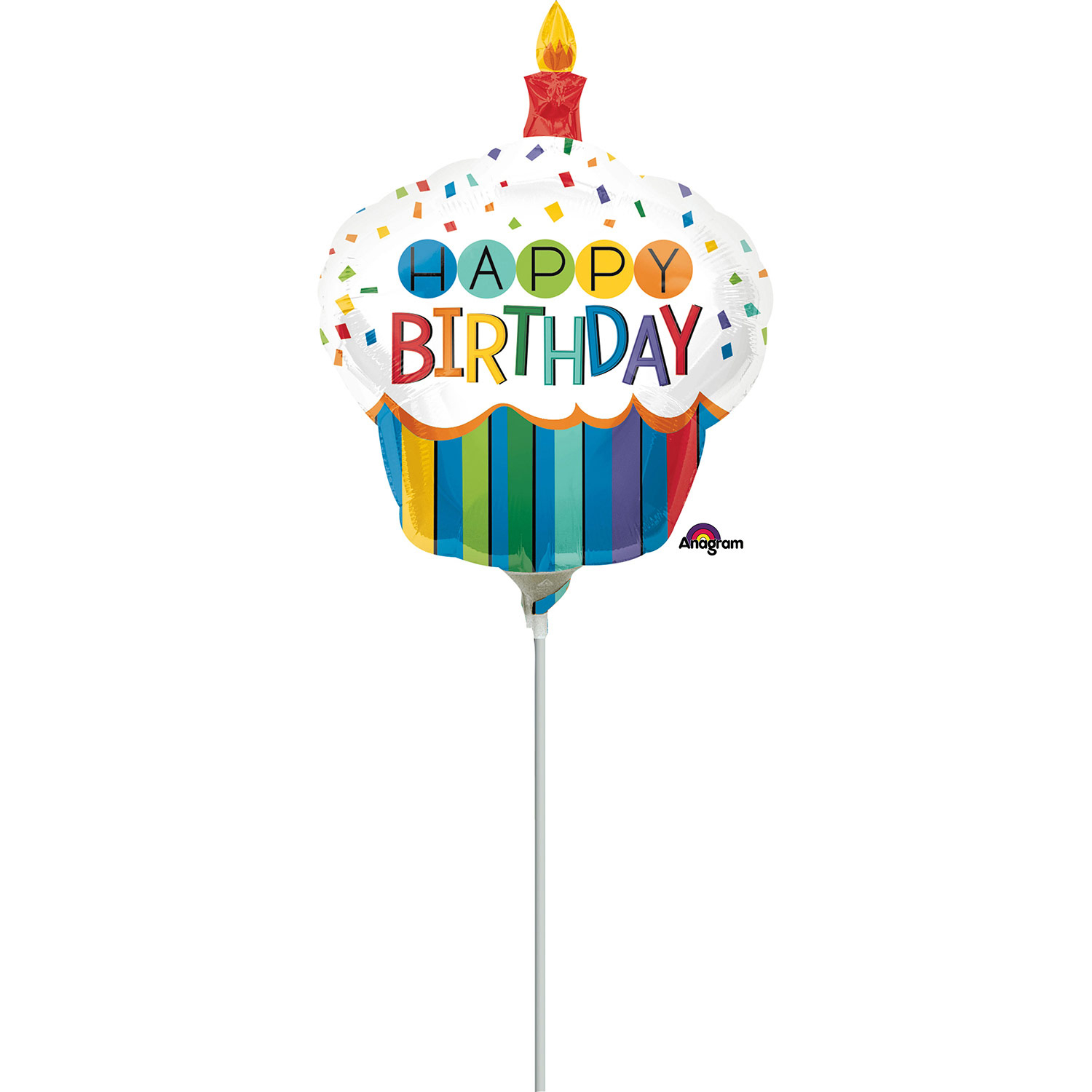 Happy Birthday Rainbow Cupcake Mini Foil Balloon on Stick eBay